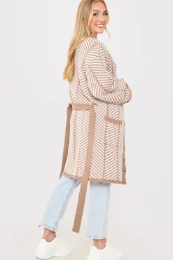 New In the Style Herringbone Belted Cardigan