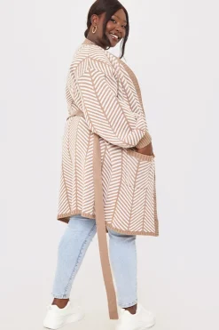 New In the Style Herringbone Belted Cardigan