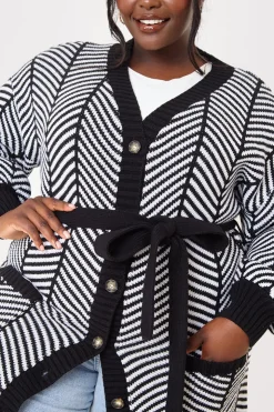 New In the Style Herringbone Belted Cardigan