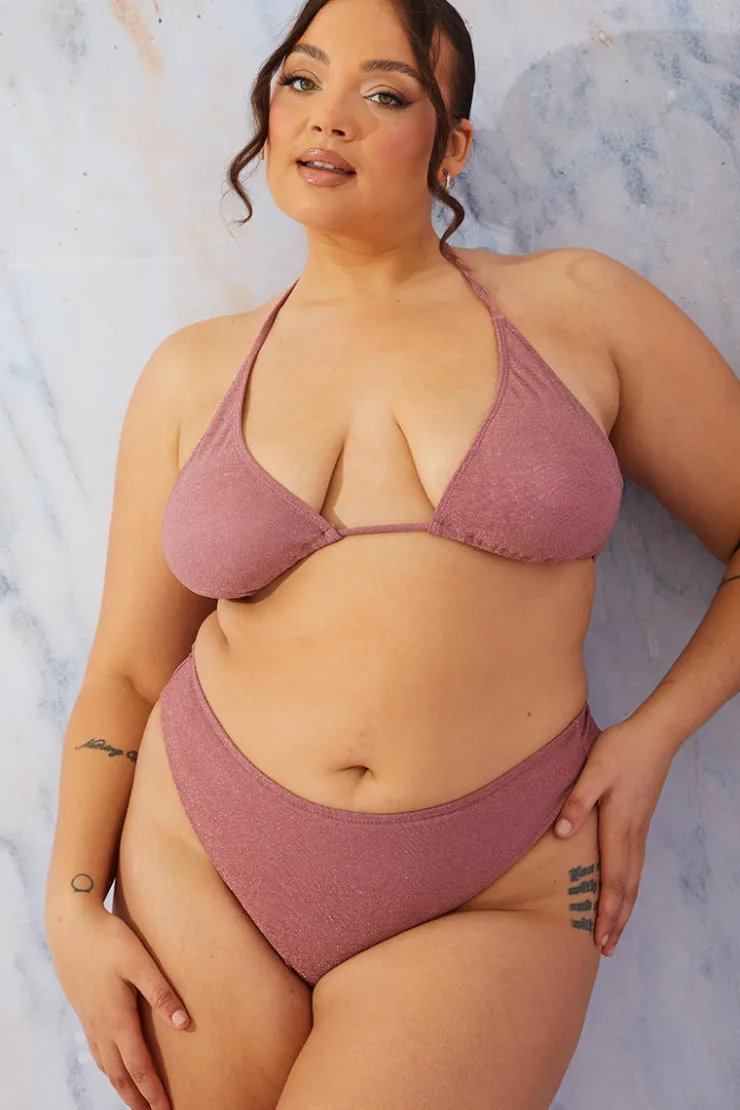 Clearance In the Style High Leg Bikini Bottom Gold