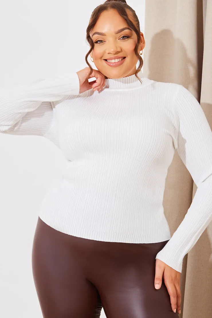 Sale In The Style High Neck Variegated Rib Knit Top