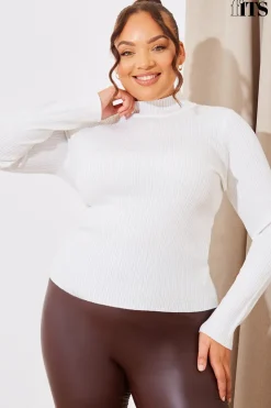 Sale In The Style High Neck Variegated Rib Knit Top