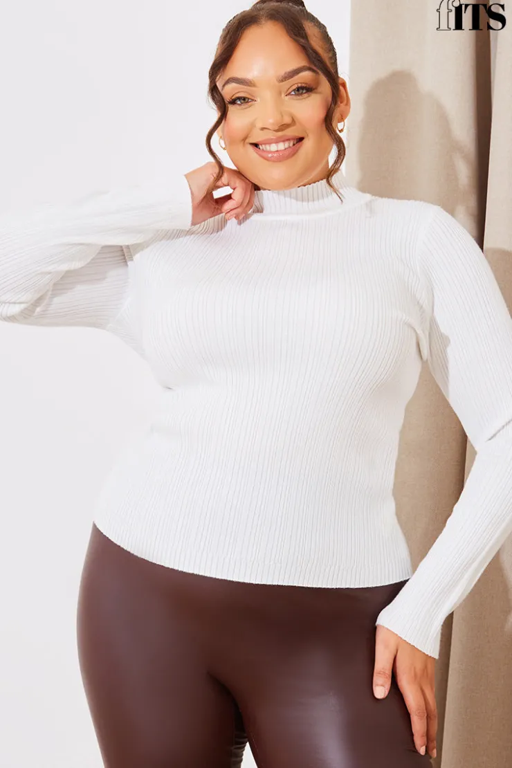Sale In The Style High Neck Variegated Rib Knit Top