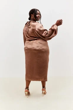 Online In the Style High Neck Wrap Co-Ord Top Chocolate