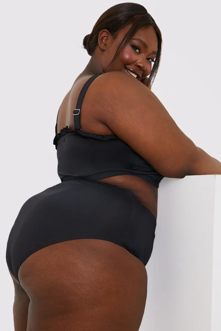 Hot In the Style High Waist Bikini Bottom Black