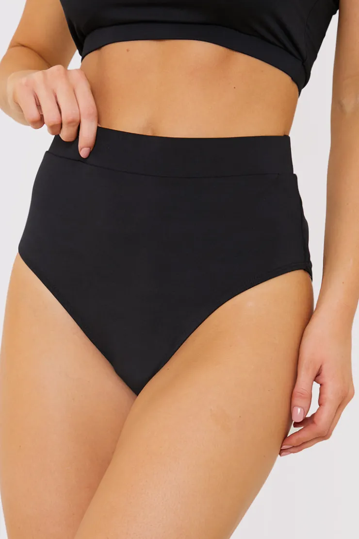 Hot In the Style High Waist Bikini Bottom Black