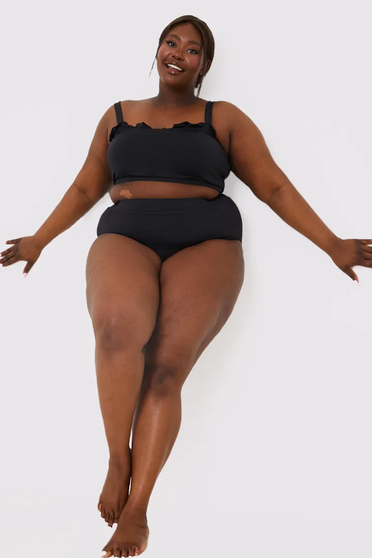 Hot In the Style High Waist Bikini Bottom Black