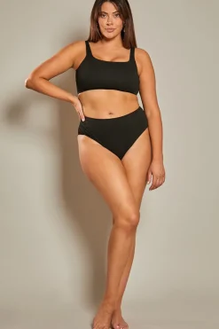 In The Style High Waist High Full Coverage Bikini Bottom Black