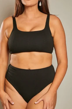 In The Style High Waist High Full Coverage Bikini Bottom Black