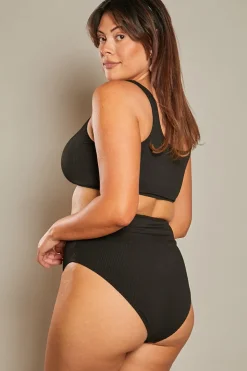 In The Style High Waist High Full Coverage Bikini Bottom Black
