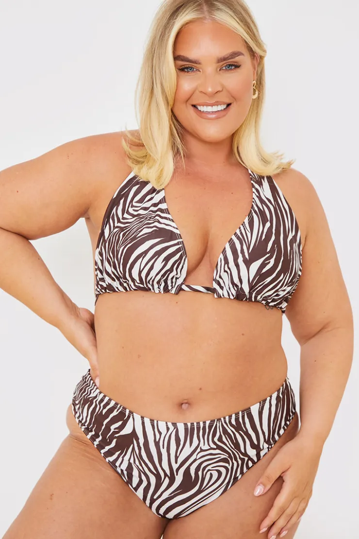 New In the Style High Waisted High Leg Bikini Bottoms White