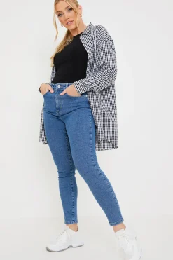 Clearance In the Style High Waisted Stretch Skinny Jeans Blue