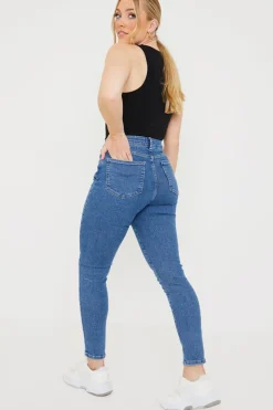 Clearance In the Style High Waisted Stretch Skinny Jeans Blue