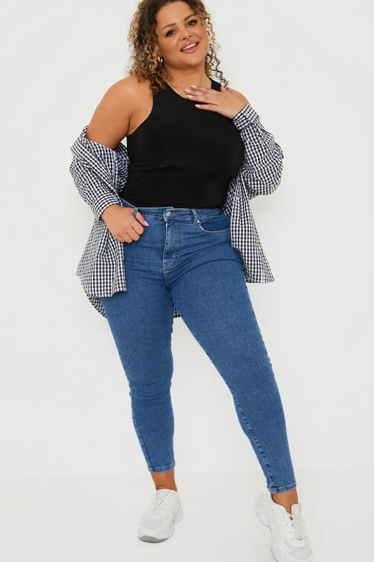 Clearance In the Style High Waisted Stretch Skinny Jeans Blue