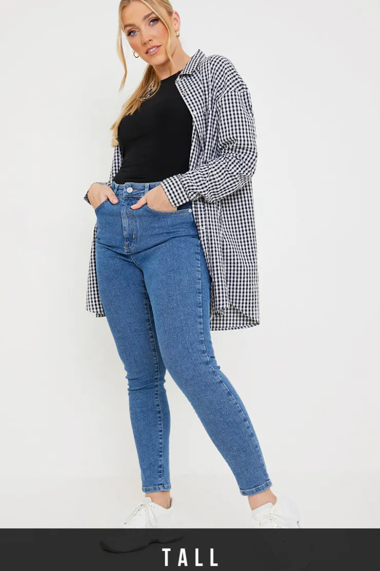 Clearance In the Style High Waisted Stretch Skinny Jeans Blue