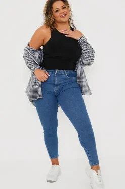 Clearance In the Style High Waisted Stretch Skinny Jeans Blue