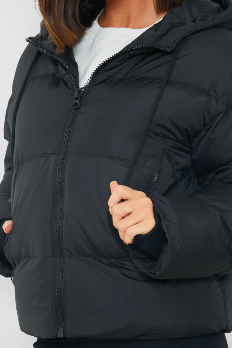Outlet In the Style Hooded Puffer Jacket Black