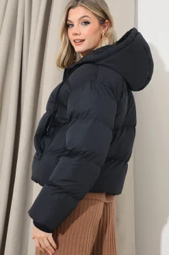 Outlet In the Style Hooded Puffer Jacket Black