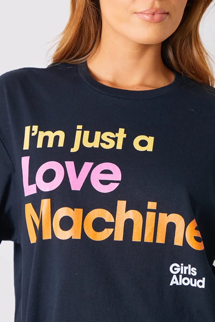 Online In The Style I'm Just A Love Machine' Girls Aloud Slogan T-Shirt Black