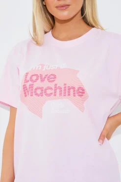In The Style I'm Just a Love Machine' Slogan T-Shirt Pink