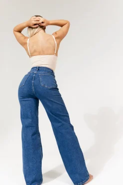 Best In The Style Isla Wide Leg Jeans Midblue