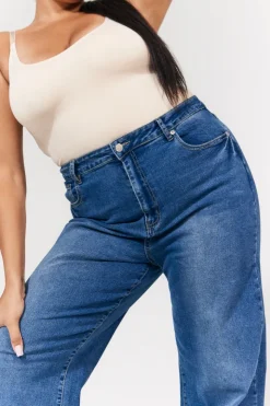 Best In The Style Isla Wide Leg Jeans Midblue