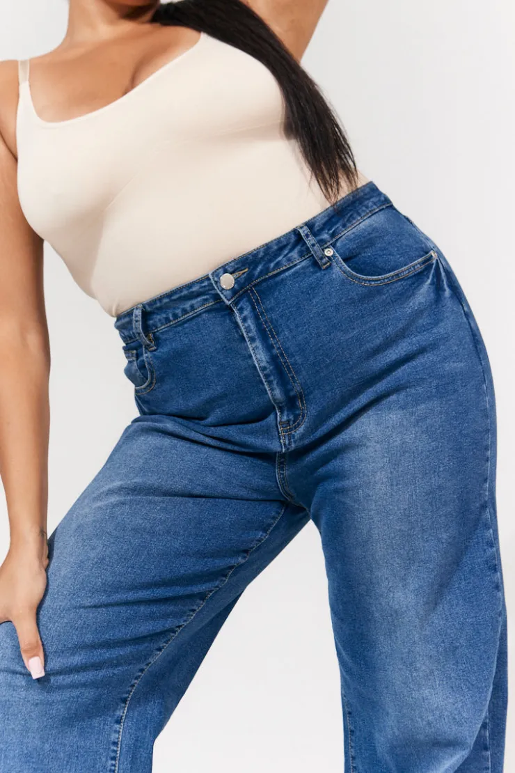 Best In The Style Isla Wide Leg Jeans Midblue