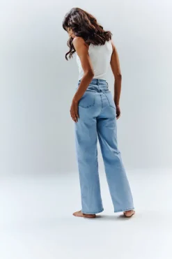 Discount In The Style Isla Wide Leg Jeans Light blue