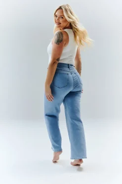 Discount In The Style Isla Wide Leg Jeans Light blue