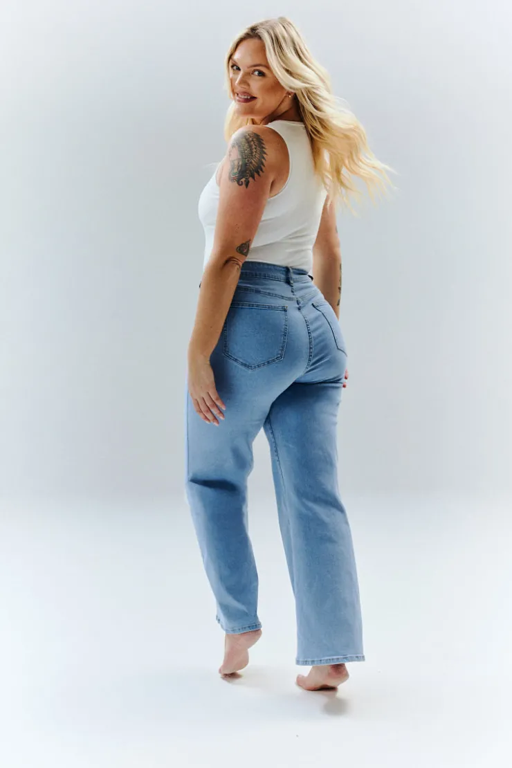Discount In The Style Isla Wide Leg Jeans Light blue