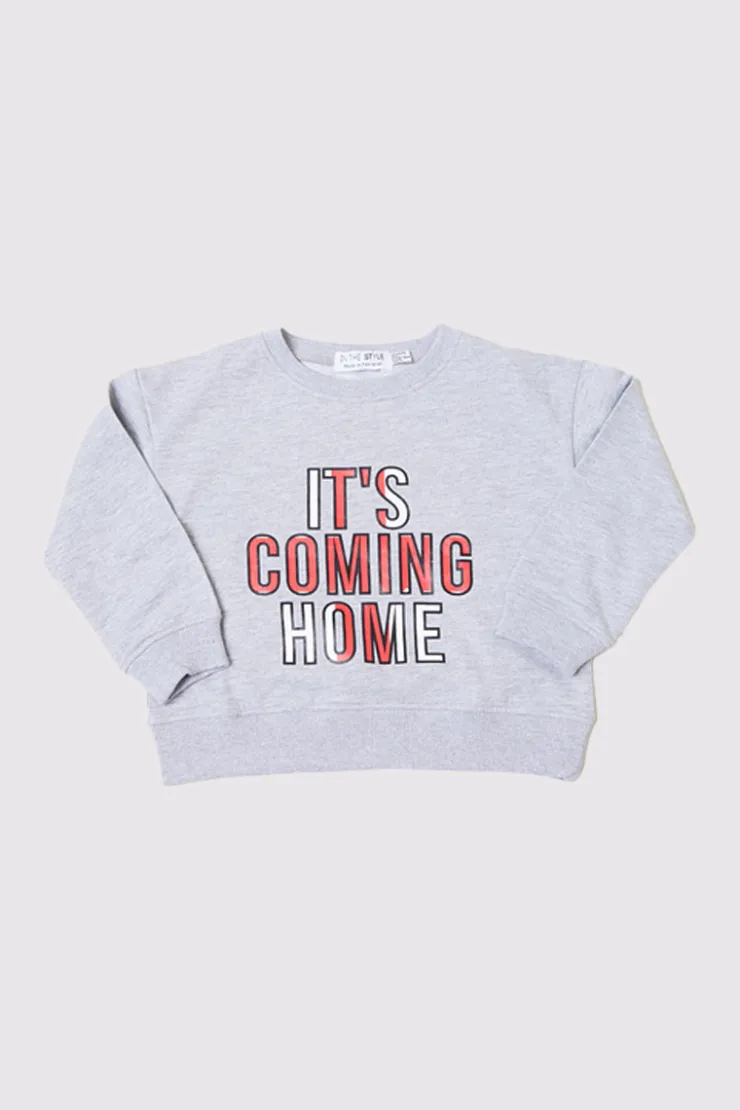 Best In The Style It's Coming Home Slogan Unisex Sweater Grey