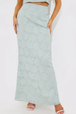 Hot In the Style Jacquard Co-Ord Maxi Skirt Sage