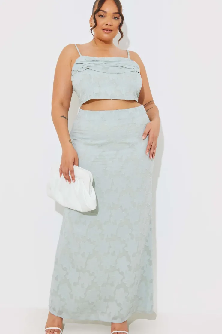 Hot In the Style Jacquard Co-Ord Maxi Skirt Sage