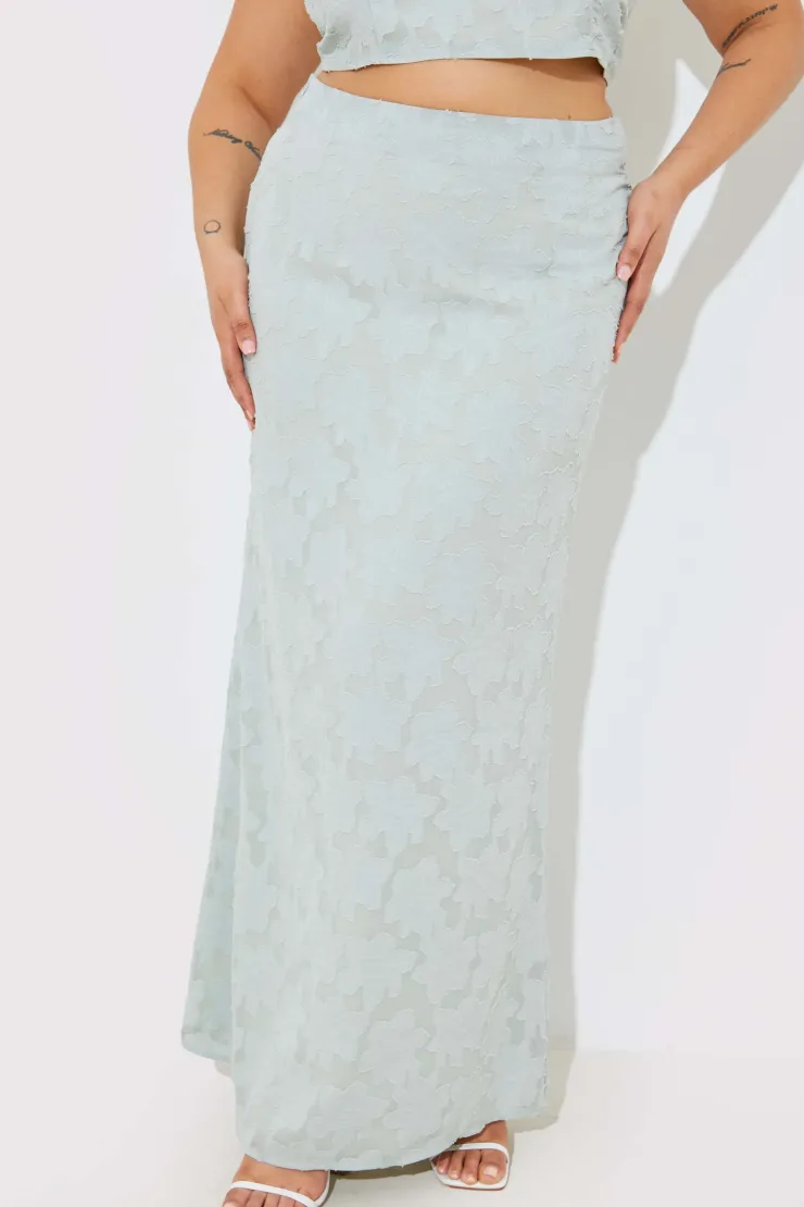 Hot In the Style Jacquard Co-Ord Maxi Skirt Sage