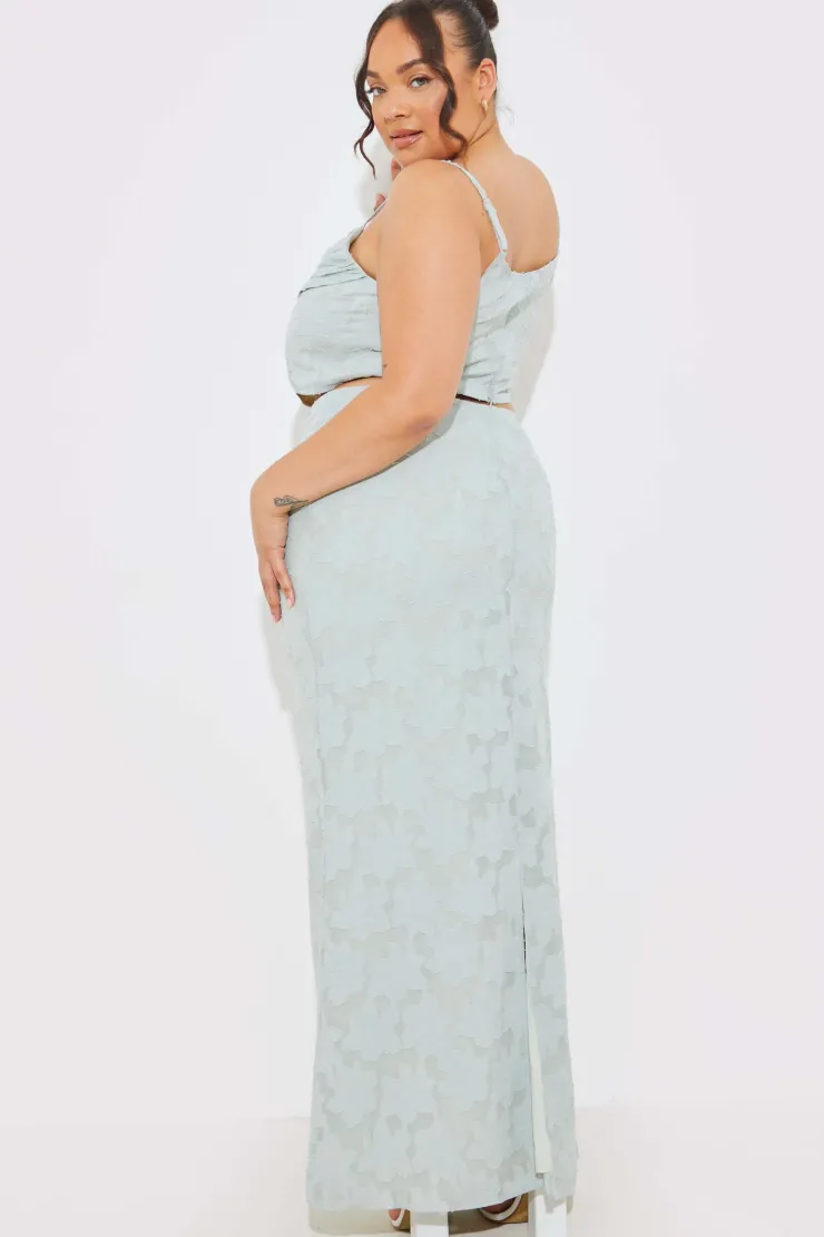Hot In the Style Jacquard Co-Ord Maxi Skirt Sage