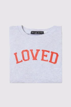 Discount In The Style Kids Loved Slogan Tee Grey