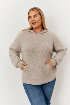 Online In the Style Knitted Hoodie Oatmeal