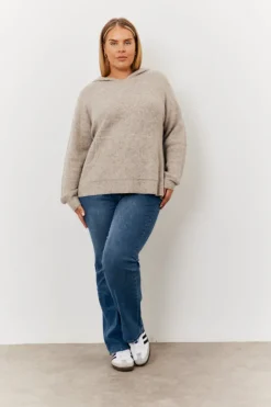 Online In the Style Knitted Hoodie Oatmeal