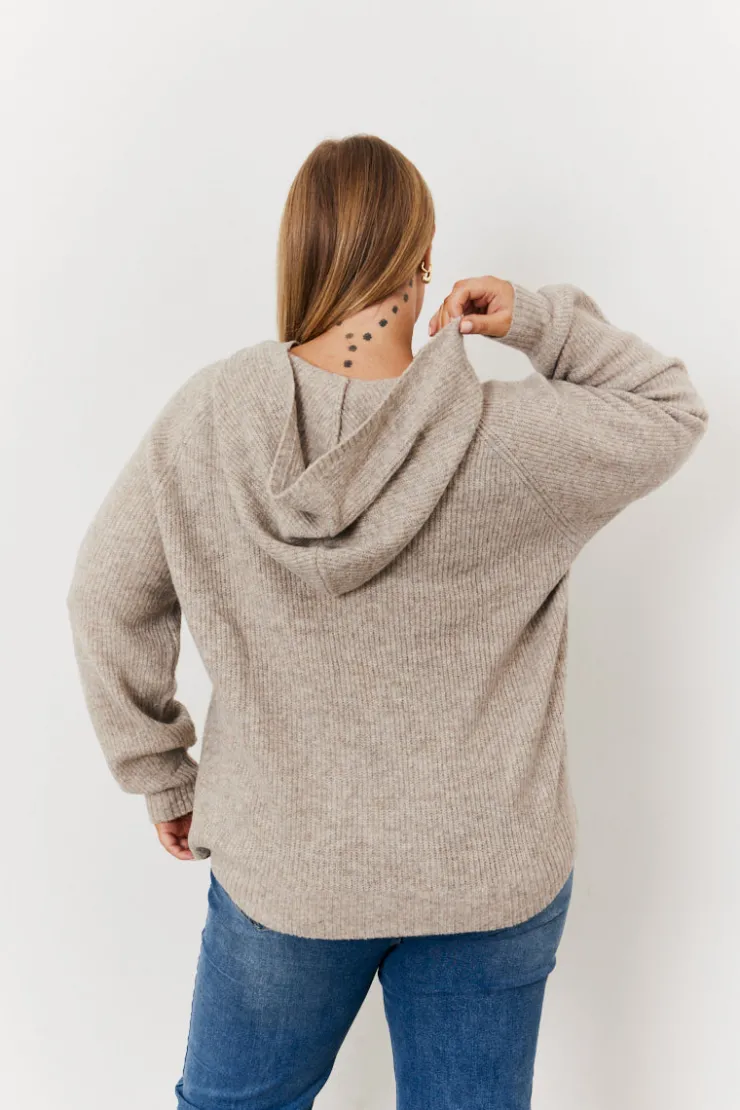 Online In the Style Knitted Hoodie Oatmeal