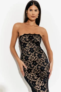 Discount In The Style Lace Bandeau Maxi Dress Black