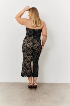 Discount In The Style Lace Bandeau Maxi Dress Black