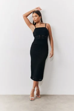 Best In the Style Lace Bandeau Midi Dress Black