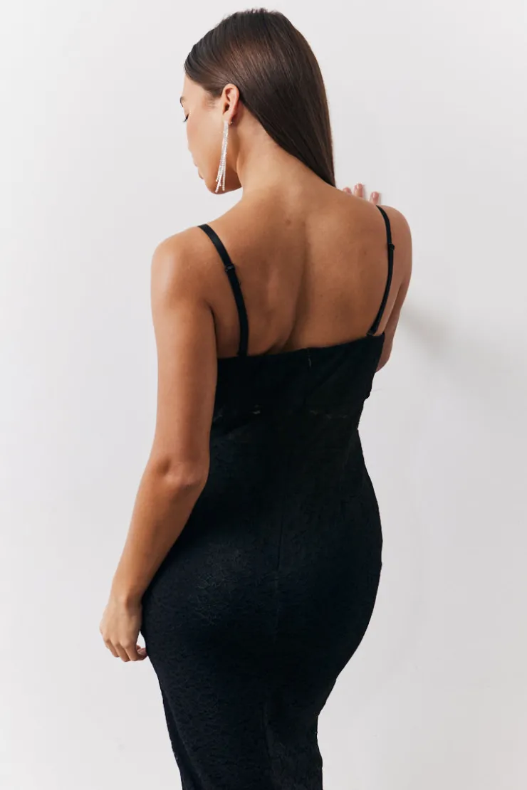 Best In the Style Lace Bandeau Midi Dress Black