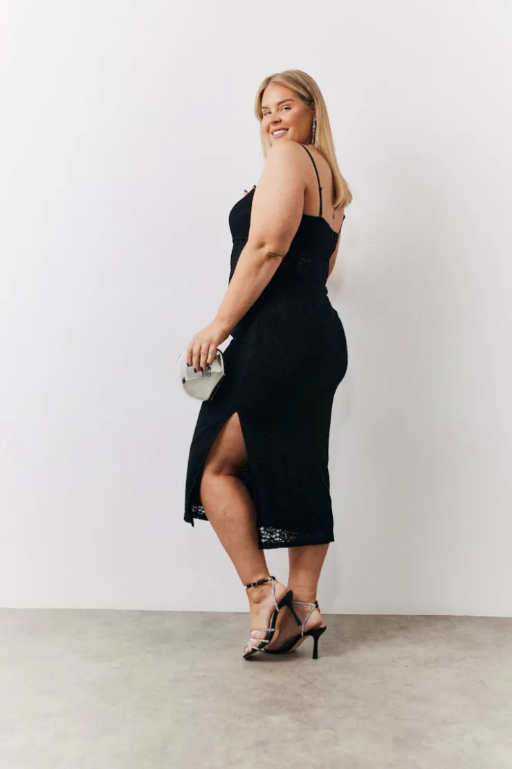 Best In the Style Lace Bandeau Midi Dress Black