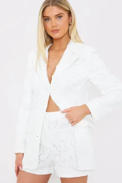 Outlet In the Style Lace Co-Ord Shorts white
