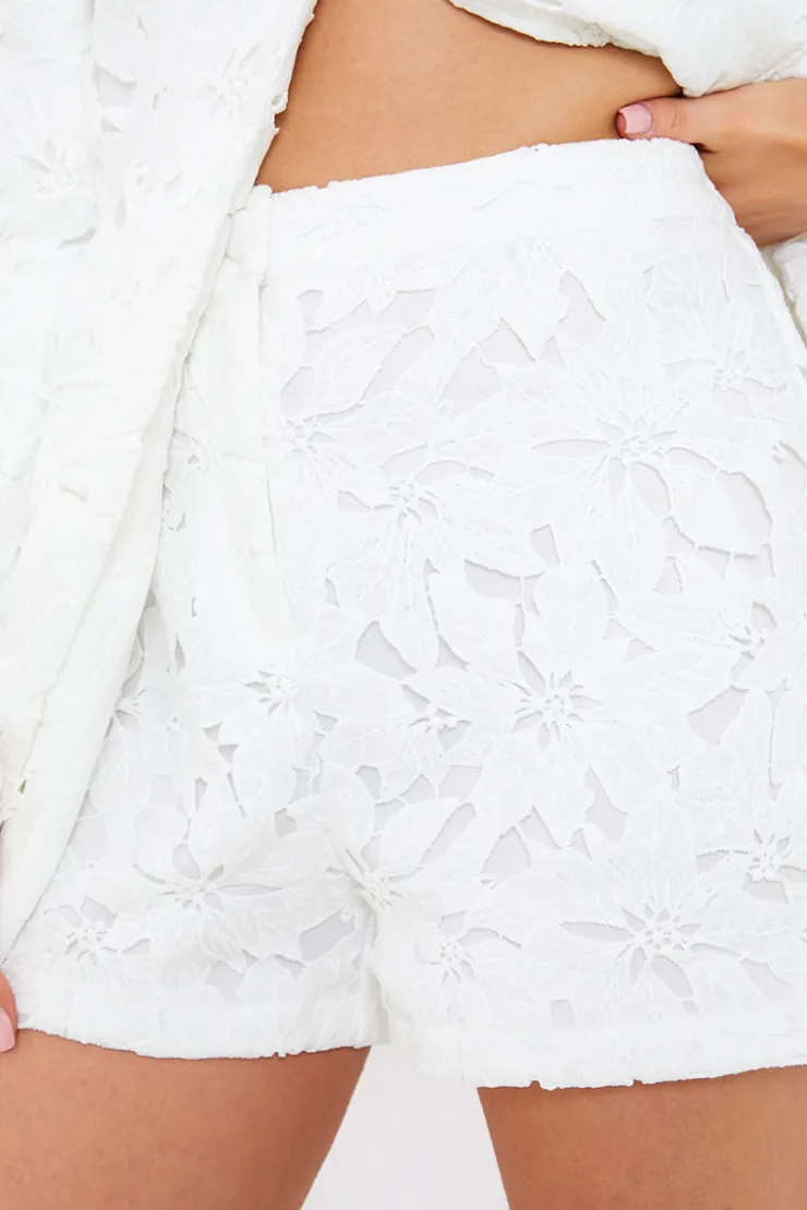 Outlet In the Style Lace Co-Ord Shorts white