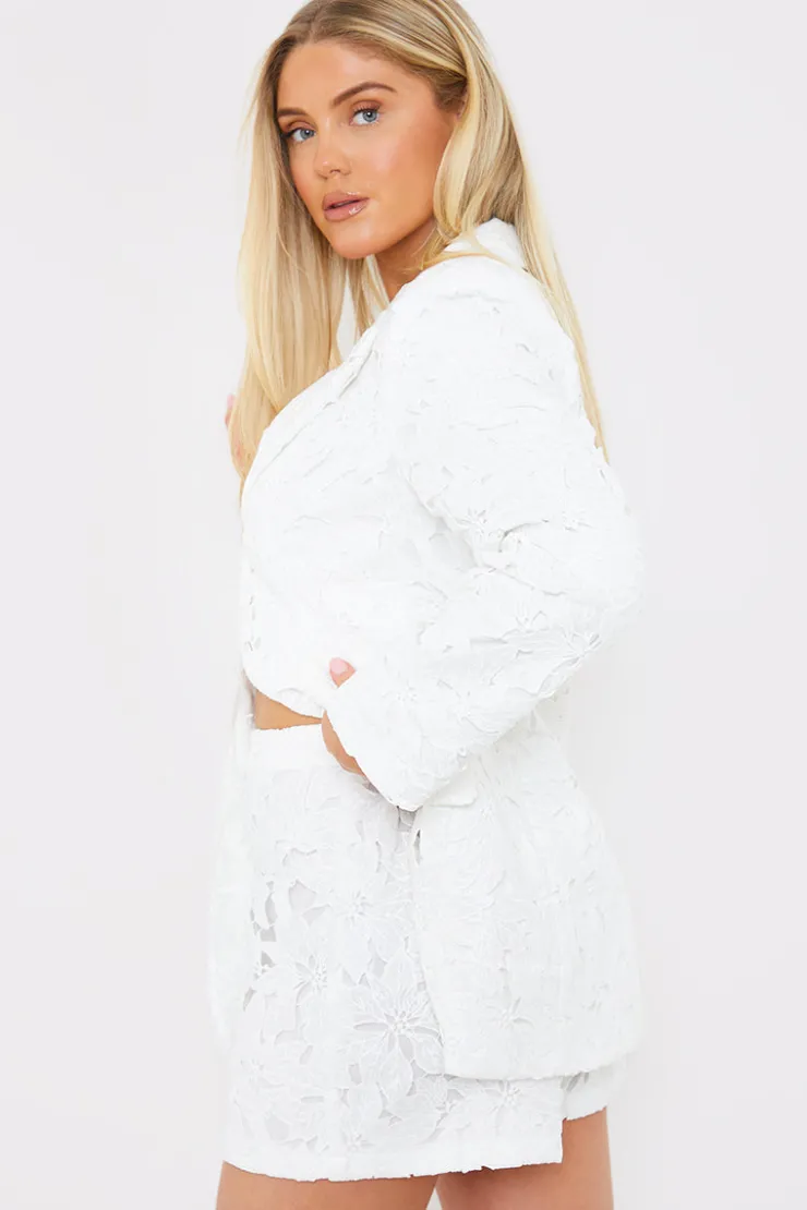 Outlet In the Style Lace Co-Ord Shorts white