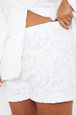 Outlet In the Style Lace Co-Ord Shorts white