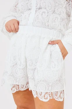 Sale In the Style Lace Co-Ord Shorts White