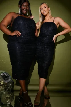 Hot In the Style Lace Corset Detail Bodycon Midaxi Dress Black